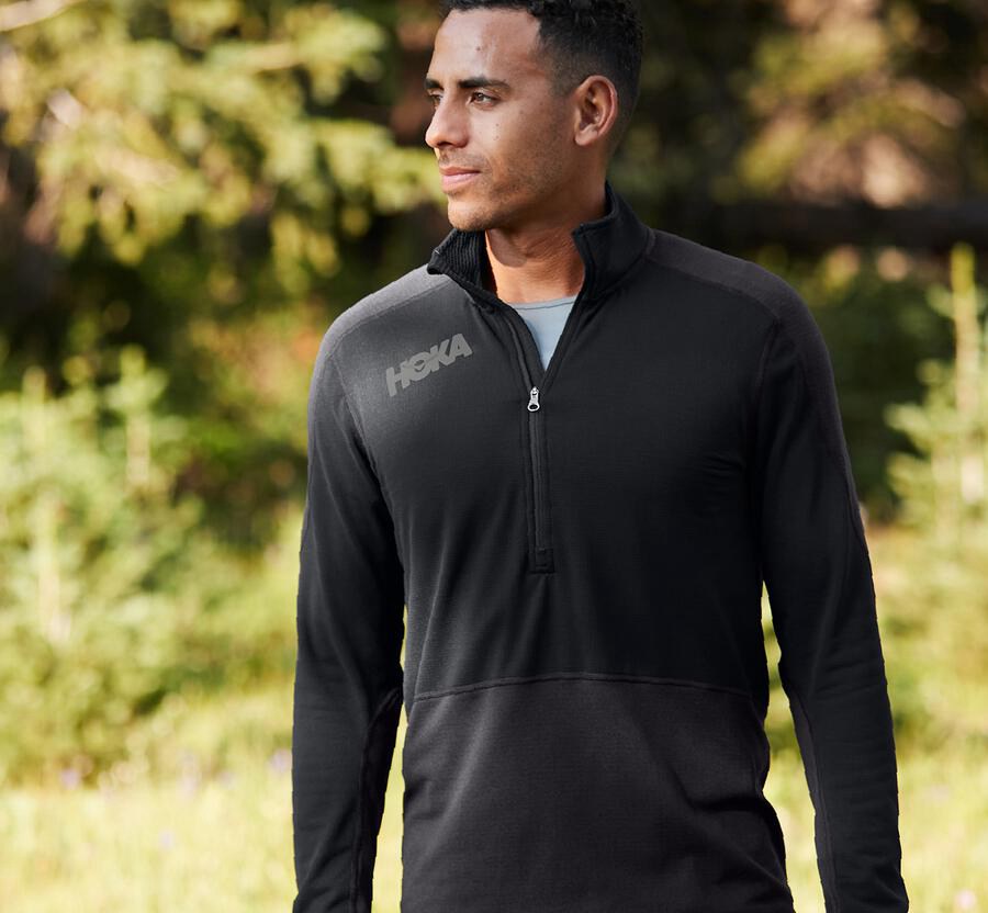 Haut Hoka One One 1/2 Zippé Midlayer Homme - Noir - QCS-798360